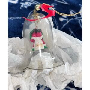 Vintage Holiday Leisure Christmas Ornament Upside Down Santa in Glass Bell